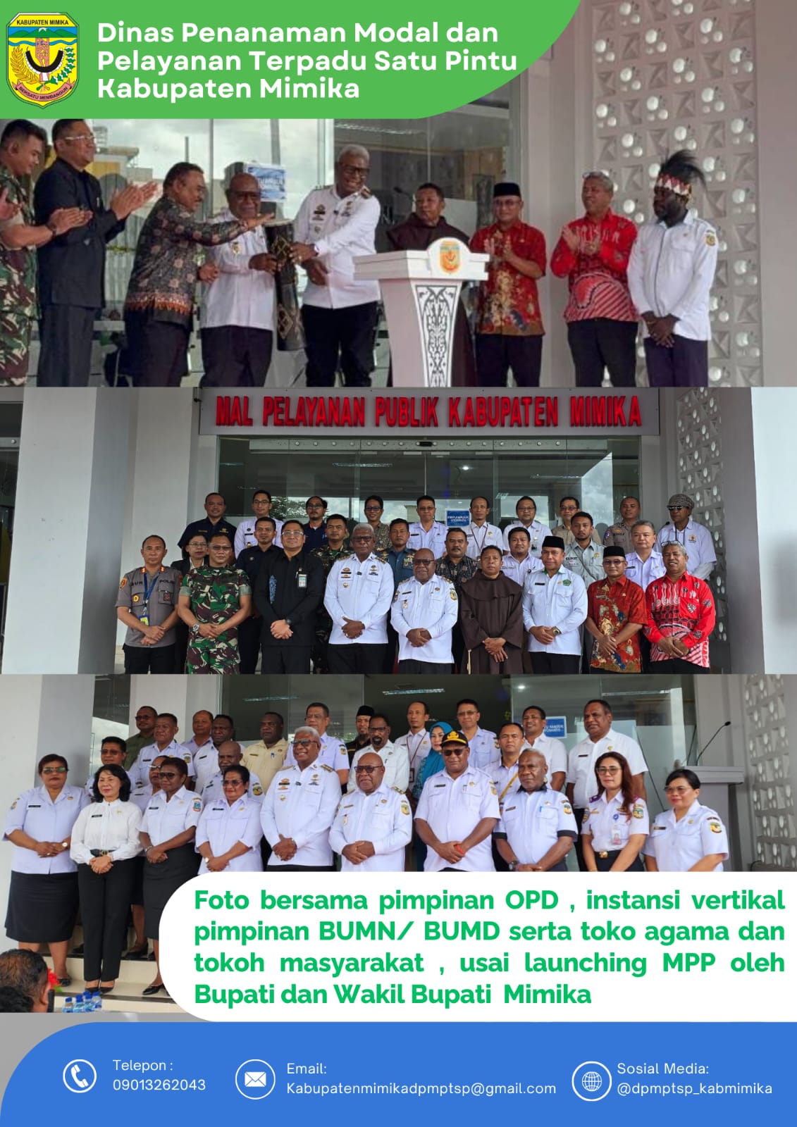 Launching Mall Pelayanan Publik Oleh Bupati dan Wakil Bupati Mimika